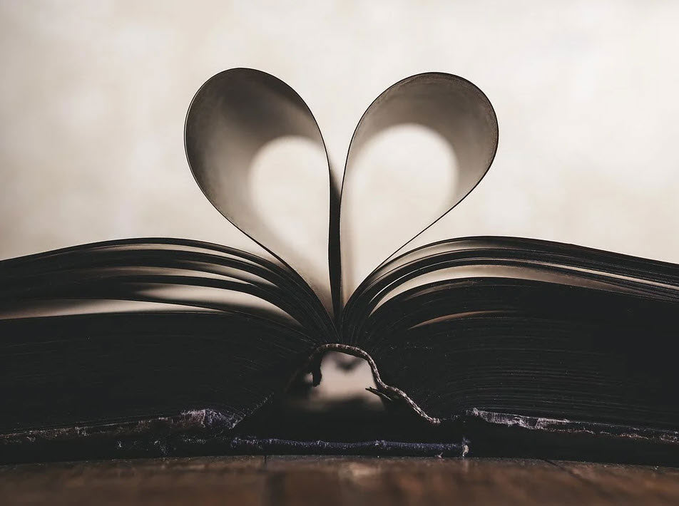 book photography with the pages forming a heart shape to illustrate anti-racism resources