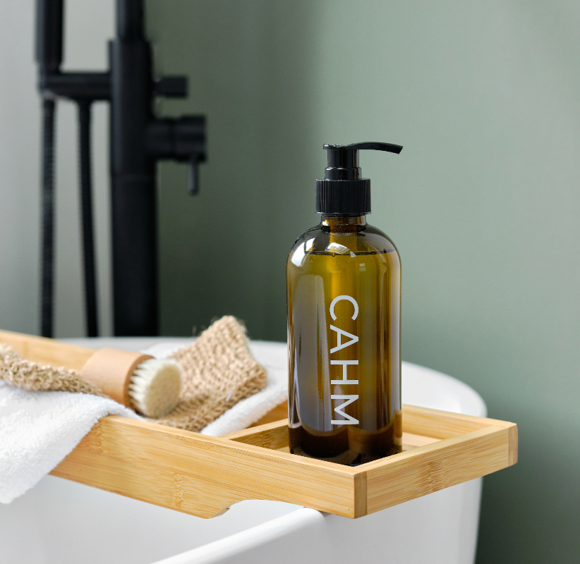 CAHM Amalfi Coast Hand & Body Wash displayed on a bath tray