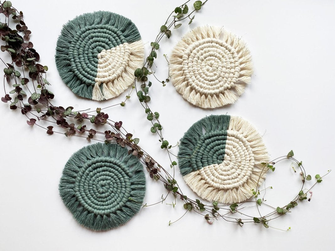 Kalicrame Macrame Coasters in Eucalyptus