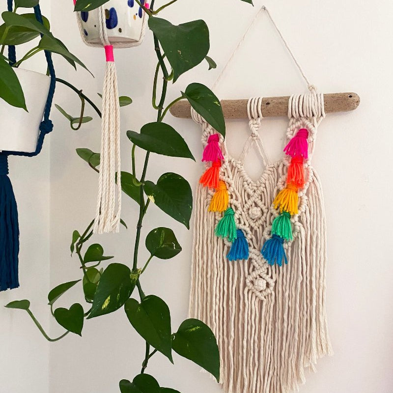 Kalicrame Macrame Rainbow Tassel Wall Hanging