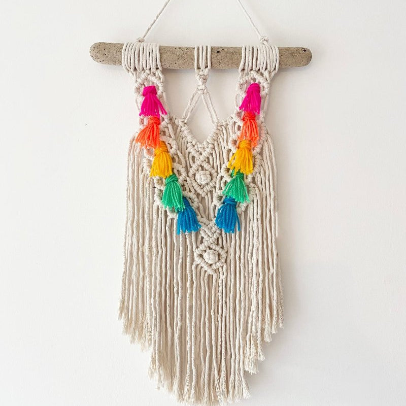 Kalicrame Macrame Rainbow Tassel Wall Hanging