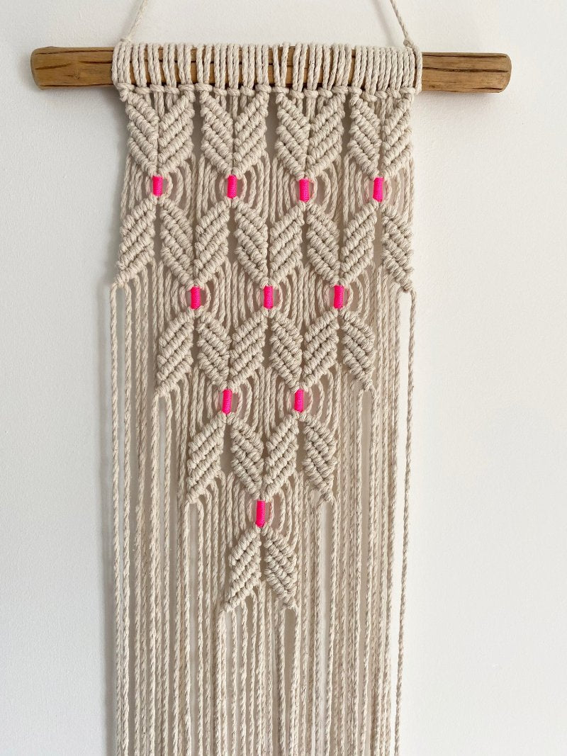 Kalicrame Natural Wall Hanging with Pink Neon Accent