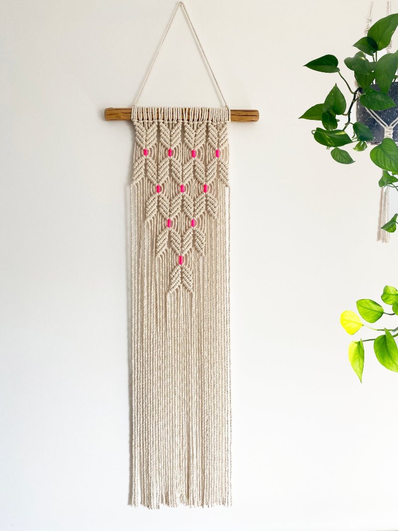 Kalicrame Natural Wall Hanging with Pink Neon Accent