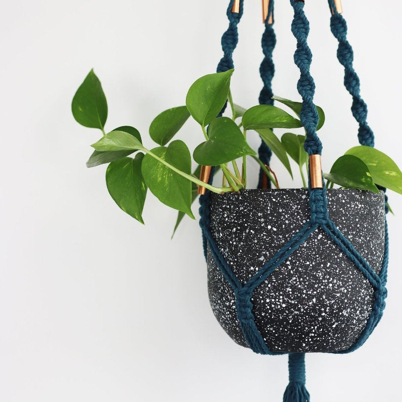 Kalicrame Peacock Macrame Plant Hanger with Copper Beads