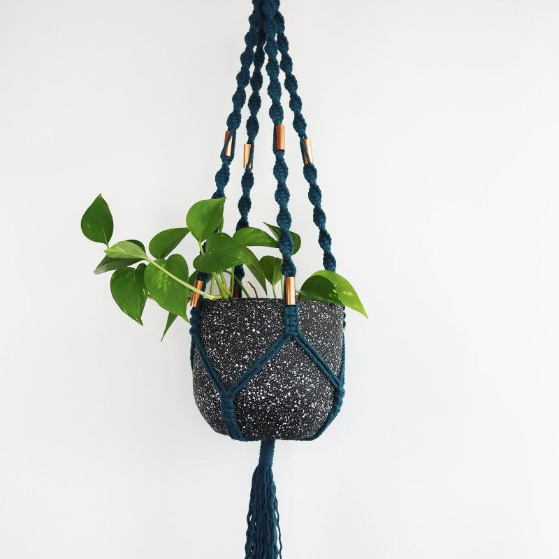 Kalicrame Peacock Macrame Plant Hanger with Copper Beads