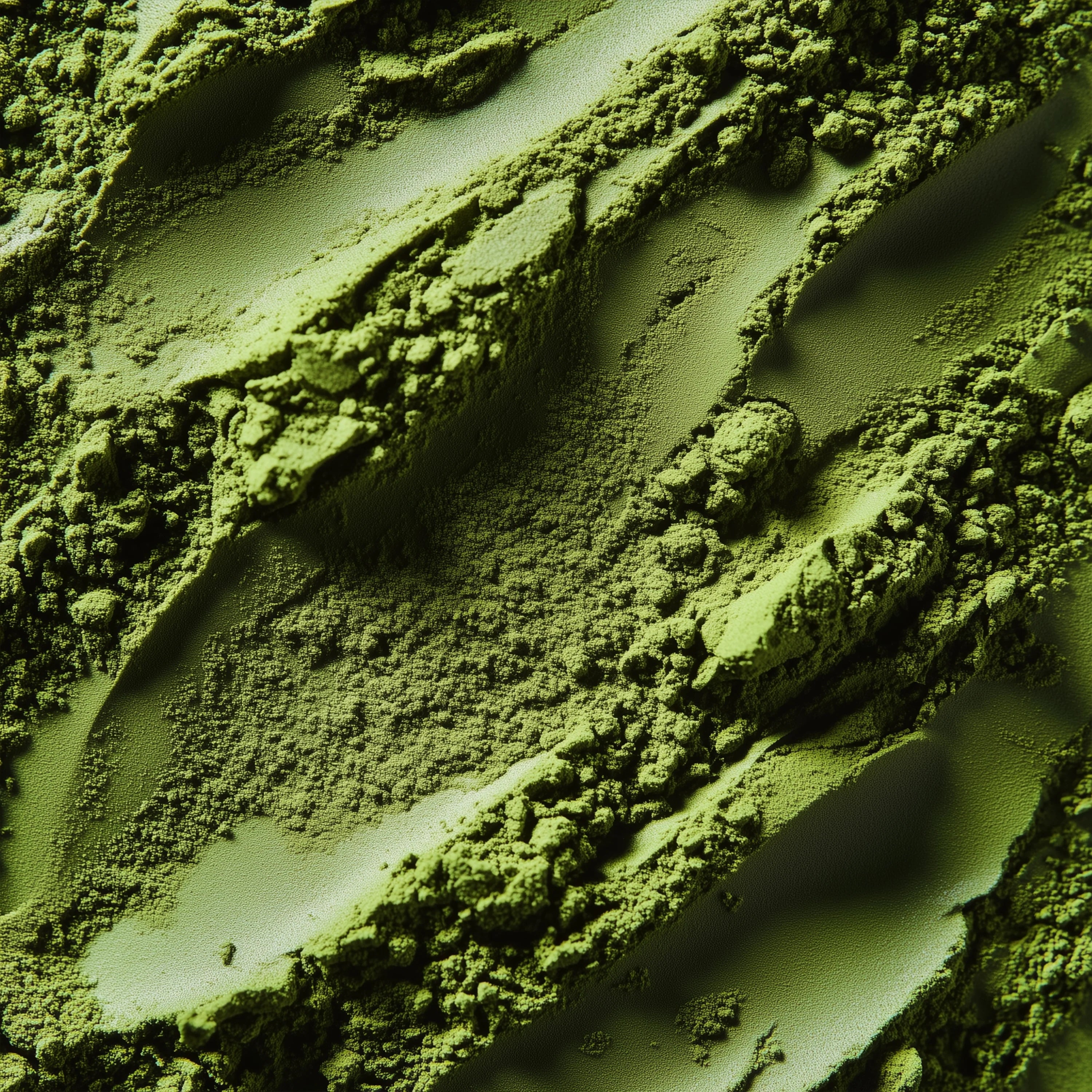 Close-up of green powder with footprints