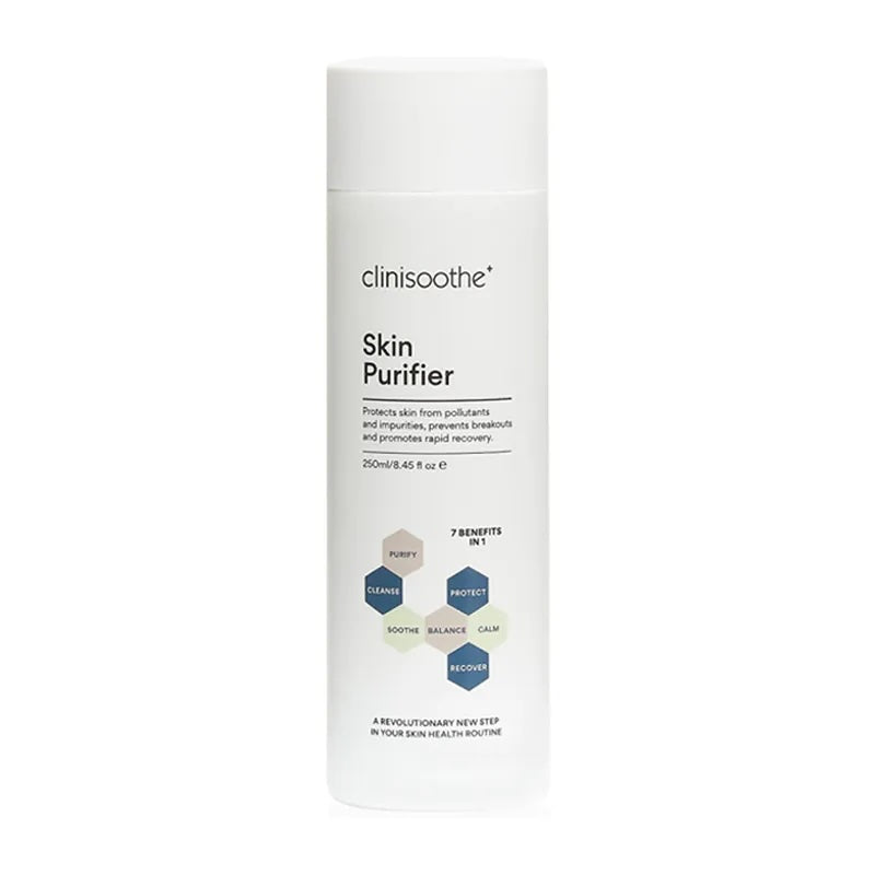 Clinisoothe Skin Purifier in a 260ml white cylindrical bottle with a white cap, shown against a plain white background.