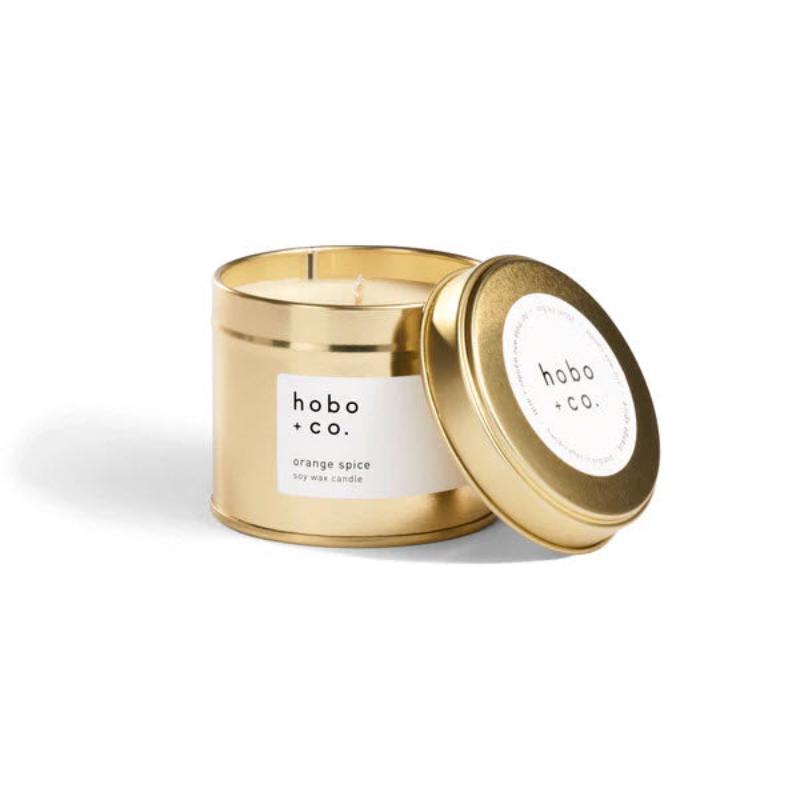 Hobo + Co Orange Spice Open Large Gold Tin Candle