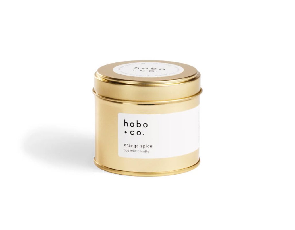 Hobo + Co Orange Spice Closed Large Gold Tin Candle