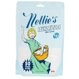 Package of Nellie's Laundry Soda with a vintage-style illustration on a light blue background