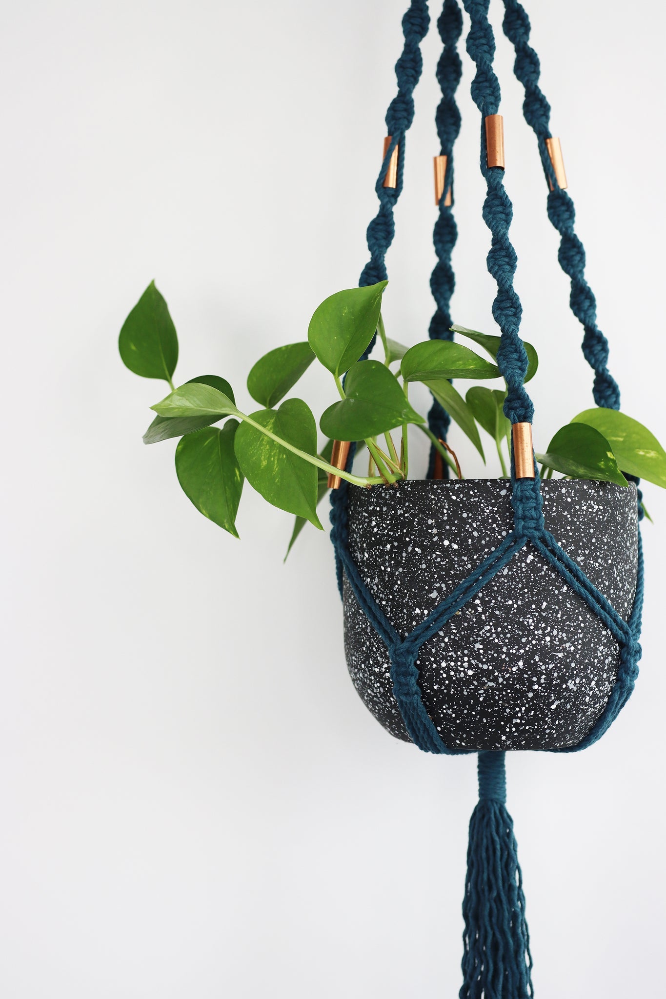 Kalicrame Peacock Macrame Plant Hanger with Copper Beads
